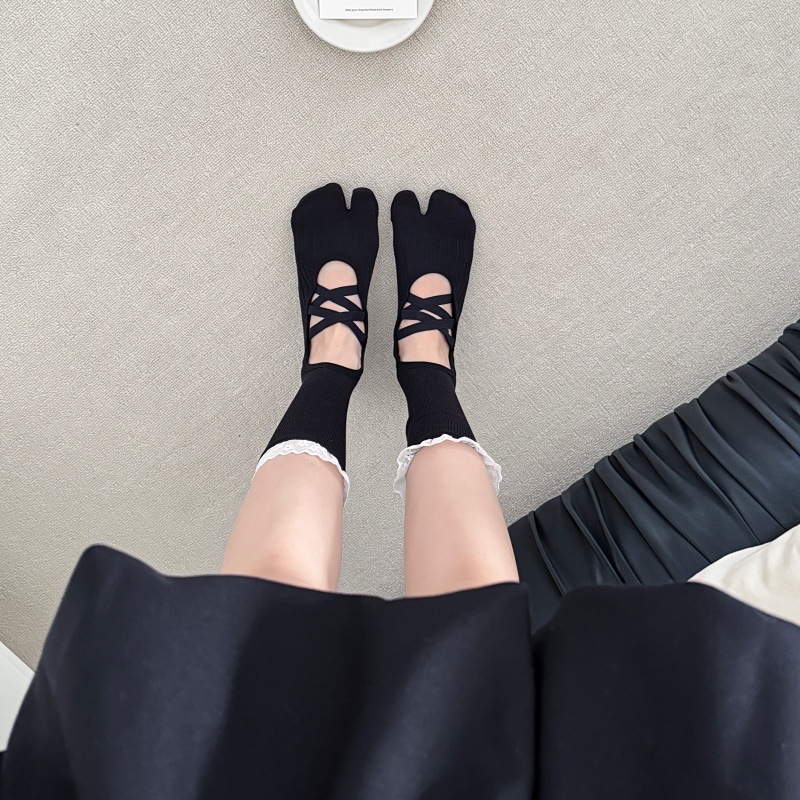Lace Trim Split Toe Yoga Socks - Yoga Of Fitness review and price