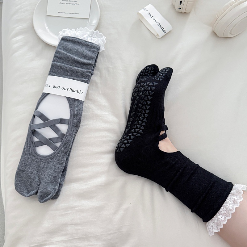 Lace Trim Split Toe Yoga Socks - Yoga Of Fitness review and price